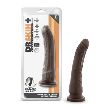 Blush Dr. Skin Plus Realistic 9 in. Triple Density Posable Dildo with Suction Cup Brown - Pinkfoxxx