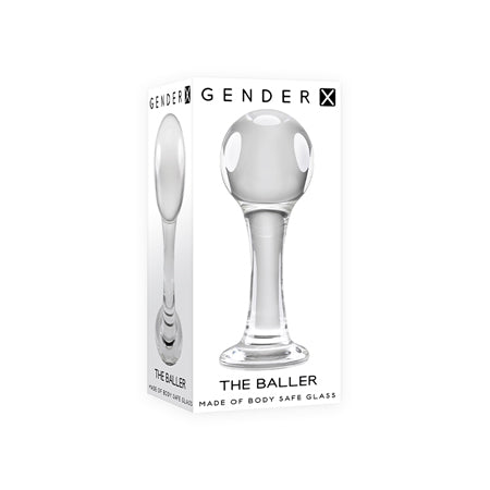 Gender X The Baller Round Glass Anal Plug Clear - Pinkfoxxx