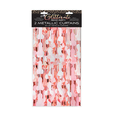 Glitterati Penis Party Metallic Foil Curtains 2-Pack - Pinkfoxxx