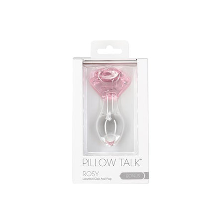 Pillow Talk Rosy Glass Anal Plug with Pink Rose Base