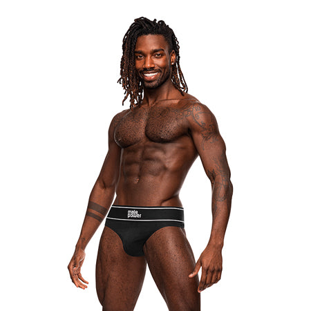 Male Power Modal Rib Bong Thong Black L/XL - Pinkfoxxx