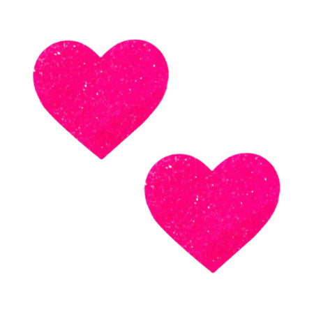 Neva Nude Pasty Super Sparkle Watermelly Pink Blacklight Glitter I Heart U - Pinkfoxxx