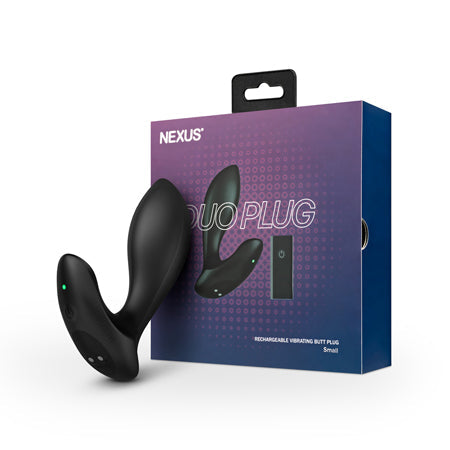 Nexus Duo Plug Rechargeable Remote-Controlled Vibrating Silicone Anal Plug Black - Pinkfoxxx