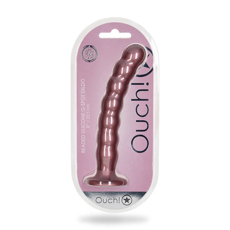 Shots Ouch! Beaded Silicone 8 in. G-Spot Dildo Rose Gold - Pinkfoxxx