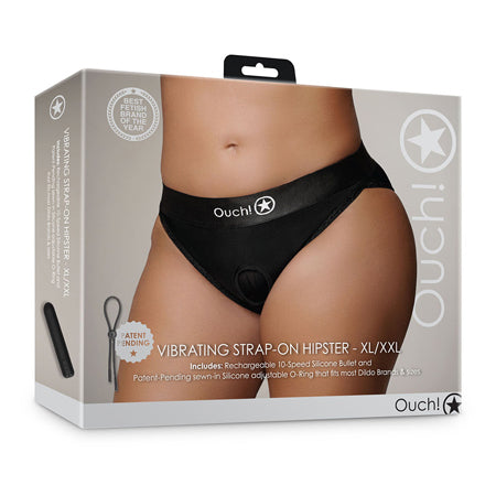 Shots Ouch! Vibrating Strap-on Hipster Black