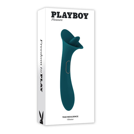 Playboy True Indulgence Rechargeable Dual Ended Silicone Flicking Vibrator Deep Teal - Pinkfoxxx