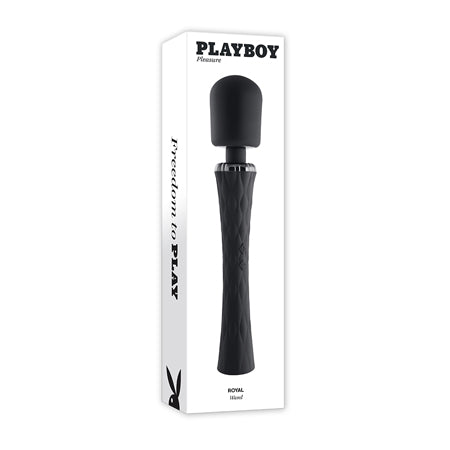 Playboy Royal Rechargeable Silicone Wand Vibrator Black - Pinkfoxxx