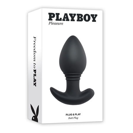 Playboy Plug & Play Rechargeable Remote Controlled Vibrating Silicone Anal Plug Navy - Pinkfoxxx