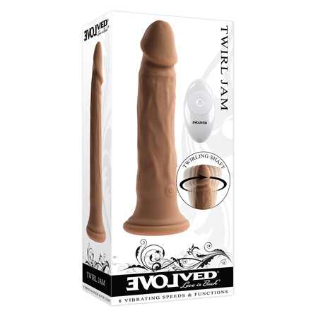 Evolved Twirl Jam Rechargeable Remote-Controlled Vibrating Twirling 9 in. Silicone Dildo