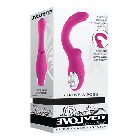 Evolved Strike A Pose Rechargeable Posable Tapping Suction Silicone Vibrator Pink - Pinkfoxxx