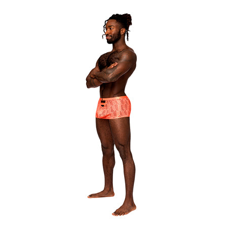 Male Power Rude Awakening Cheeky Cutout Short Neon Orange M - Pinkfoxxx