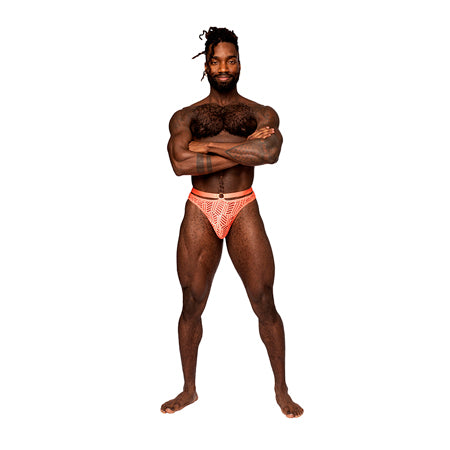 Male Power Rude Awakening Strap Thong Neon Orange S/M - Pinkfoxxx