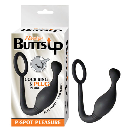 Nasstoys Butts Up P-Spot Pleasure Silicone Cock Ring & Anal Plug Black - Pinkfoxxx