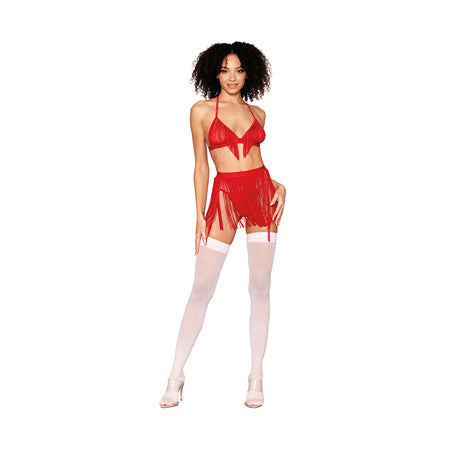 Dreamgirl Bralette, Garter Belt & G-String Ruby O/S