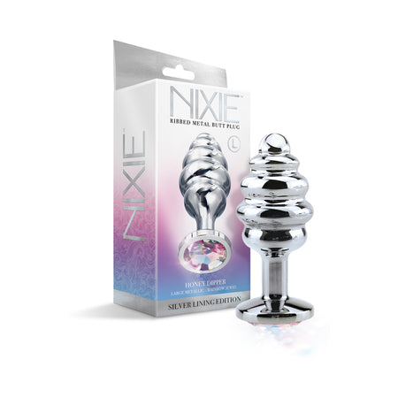 Nixie Ribbed Metal Butt Plug Honey Dipper Large - Pinkfoxxx