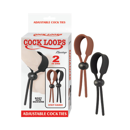 Cock Loops Adjustable Cock Ties Brown & Black - Pinkfoxxx