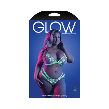 Fantasy Lingerie Glow Night Vision Glow-In-The-Dark Lace Bralette & Panty White