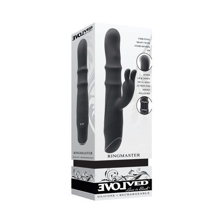 Evolved Ringmaster Rechargeable Dual Stim Vibe Silicone Black - Pinkfoxxx