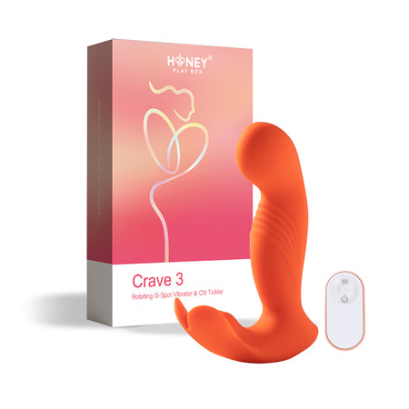 Honey Play Box Crave 3 G-spot Vibrator with Rotating Massage Head and Clit Tickler Orange - Pinkfoxxx