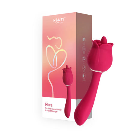 Honey Play Box Rhea The Rose Clit Tongue Licking Vibrator and G-spot Massager Red - Pinkfoxxx