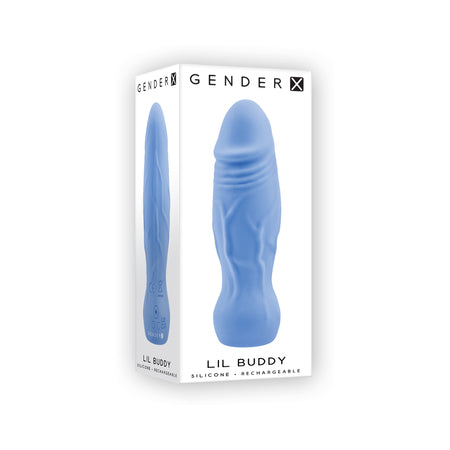 Gender X Lil Buddy Rechargeable Silicone Realistic Vibrator Blue - Pinkfoxxx