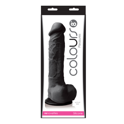 COLOURS PLEASURES 8IN DILDO BLACK - NSN040523
