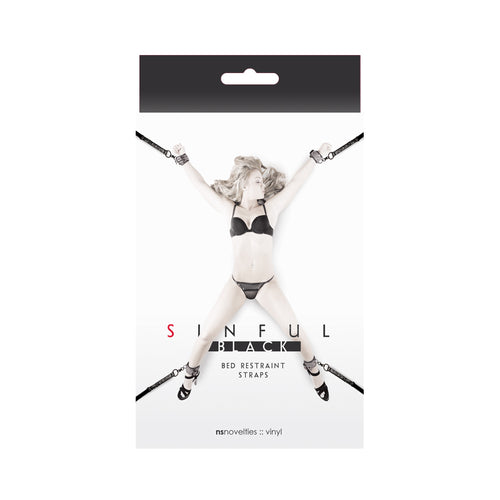 SINFUL BED RESTRAINT STRAPS BLACK - NSN122813