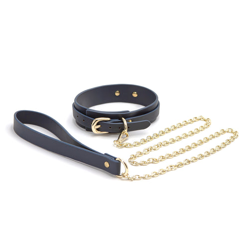 BONDAGE COUTURE COLLAR & LEASH BLUE - NSN130627