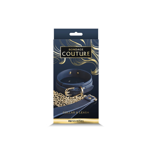 BONDAGE COUTURE COLLAR & LEASH BLUE - NSN130627