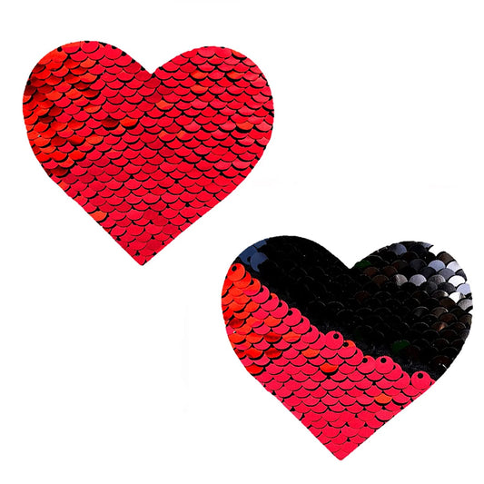 Neva Nude Pasty Heart Sequins Red To Black-Pinkfoxxx