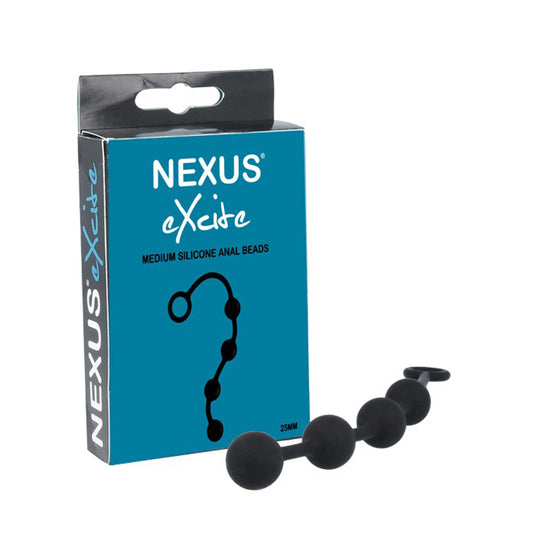 Nexus EXCITE Anal Beads Silicone Medium Black-Pinkfoxxx