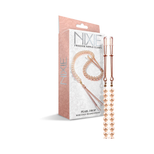 Nixie Adjustable Tweezer Clips With Pearls Rose Gold-Pinkfoxxx