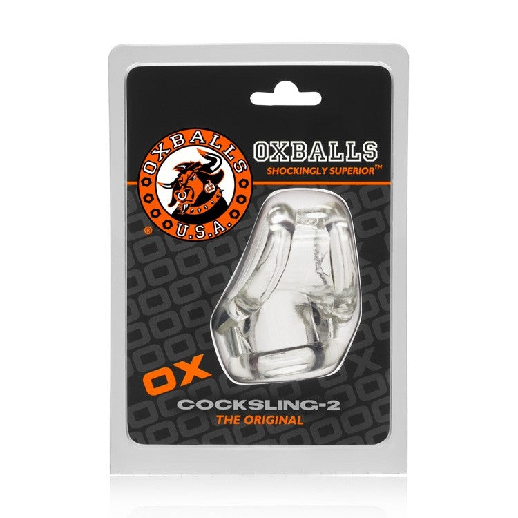 COCKSLING 2 COCK & BALL SLING OXBALLS CLEAR (NET) - OX1013CLR