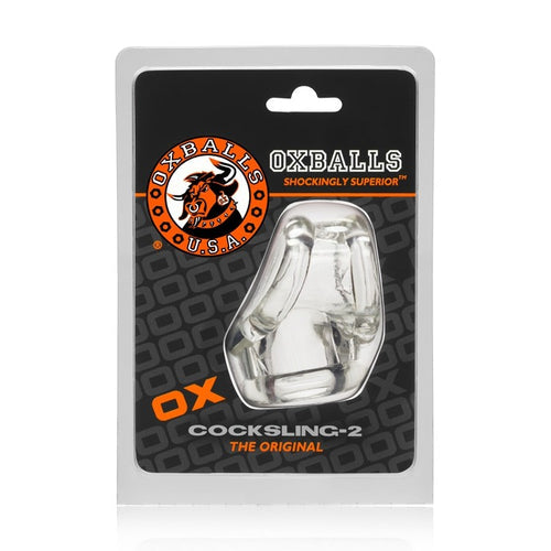 COCKSLING 2 COCK & BALL SLING OXBALLS CLEAR (NET) - OX1013CLR