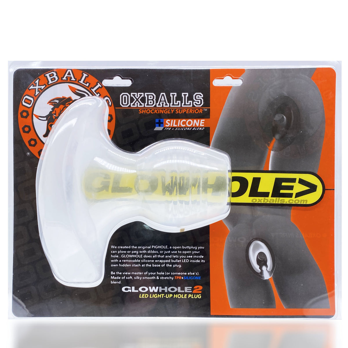 GLOWHOLE-1 BUTTPLUG W/ LED INSERT SMALL CLEAR FROST (NET) - OX30441CF
