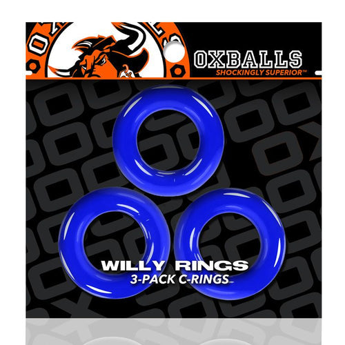 WILLY RINGS 3 PK COCKRINGS POLICE BLUE (NET) - OX3047PLC