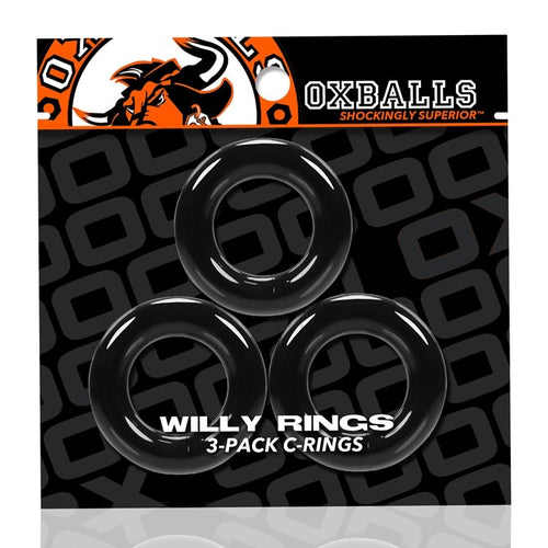 WILLY RINGS 3 PK COCKRINGS BLACK (NET) - OX3047BLK