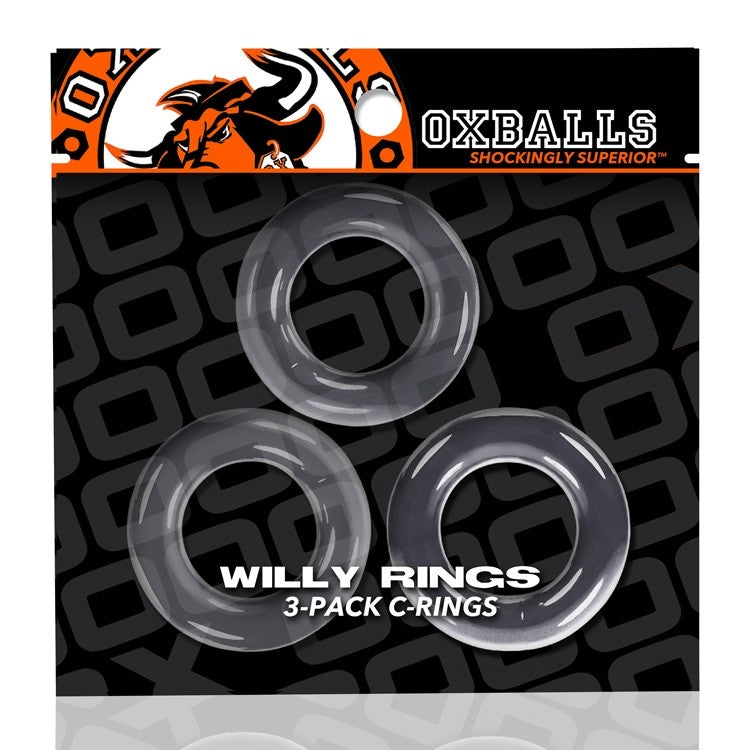 WILLY RINGS 3 PK COCKRINGS CLEAR (NET) - OX3047CLR