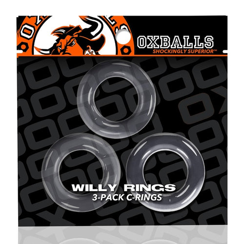 WILLY RINGS 3 PK COCKRINGS CLEAR (NET) - OX3047CLR