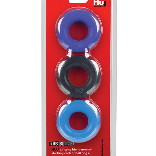HUNKYJUNK HUJ C-RING 3PK BLUE/ MULTI (NET) - OXHUJ102BLU