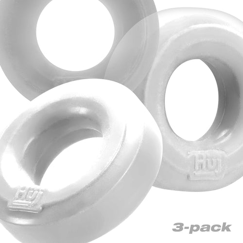 HUNKYJUNK HUJ C-RING 3PK WHITE ICE & CLEAR (NET) - OXHUJ102WHTICE