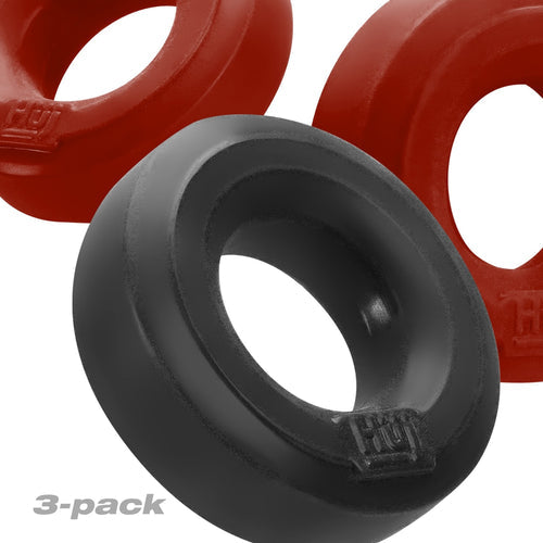 HUNKYJUNK HUJ C-RING 3PK CHERRY & TAR ICE (NET) - OXHUJ102CHRTAR