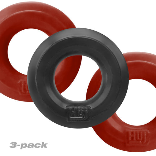 HUNKYJUNK HUJ C-RING 3PK CHERRY & TAR ICE (NET) - OXHUJ102CHRTAR