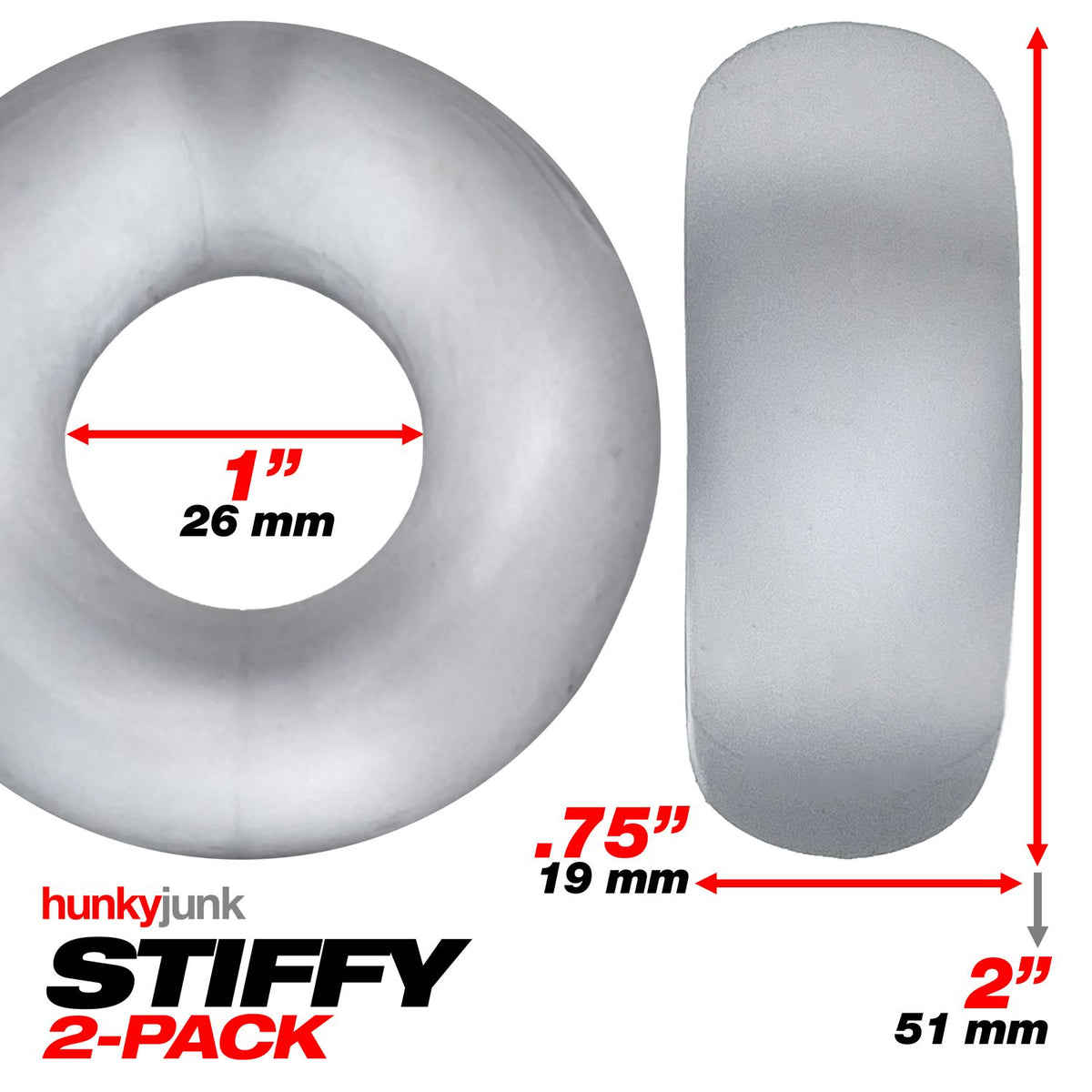 STIFFY 2-PACK C-RINGS CLEAR ICE (NET) - OXHUJ126CLRICE