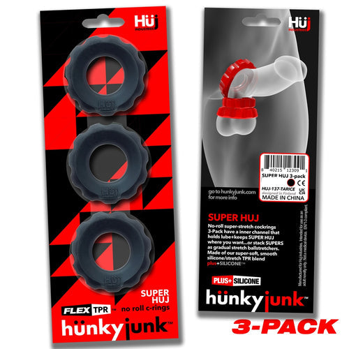 SUPER HUJ 3PK COCK RINGS TAR ICE (NET) - OXHUJ137TARICE