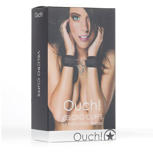 Ouch! Adjustable Velcro Hand & Ankle Cuffs Black-Pinkfoxxx