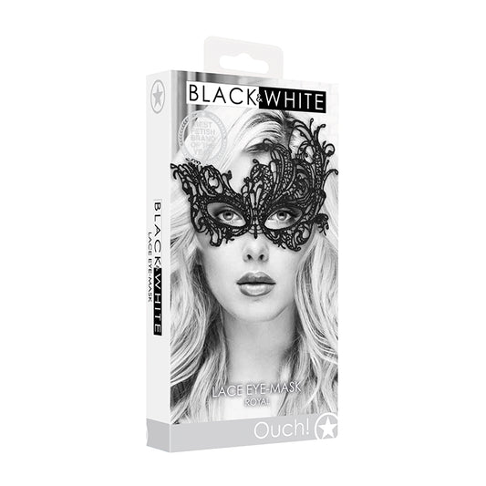 Ouch! Black & White Lace Eye Mask Black-Pinkfoxxx
