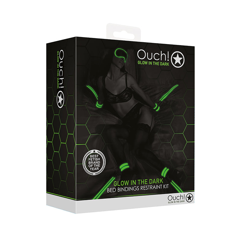 Ouch! Glow in the Dark Bed Bindings Restraint Kit Neon Green-Pinkfoxxx