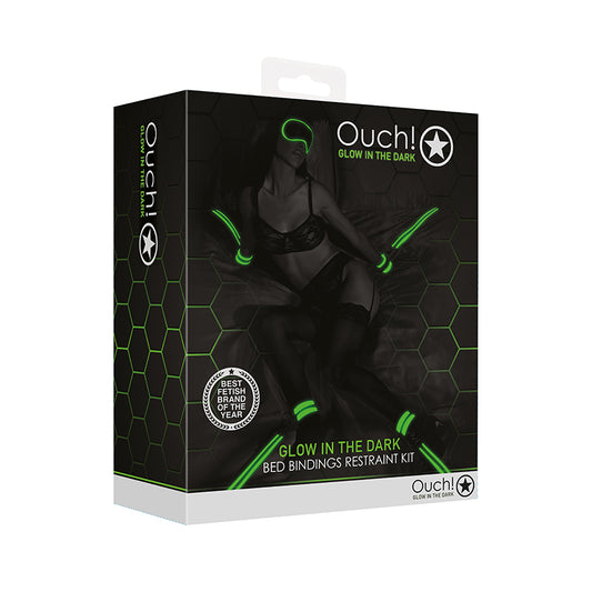 Ouch! Glow in the Dark Bed Bindings Restraint Kit Neon Green-Pinkfoxxx