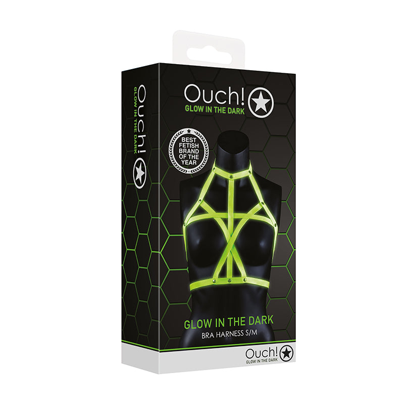 Ouch! Glow in the Dark Bra Harness Neon Green-Pinkfoxxx